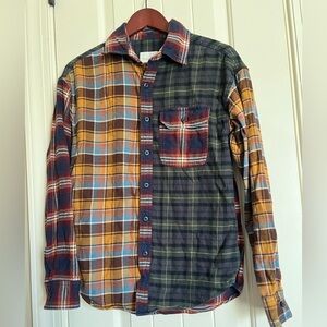 American Eagle Outfitters Men’s Mismatched Pattern Plaid‎ Flannel Button Down XS